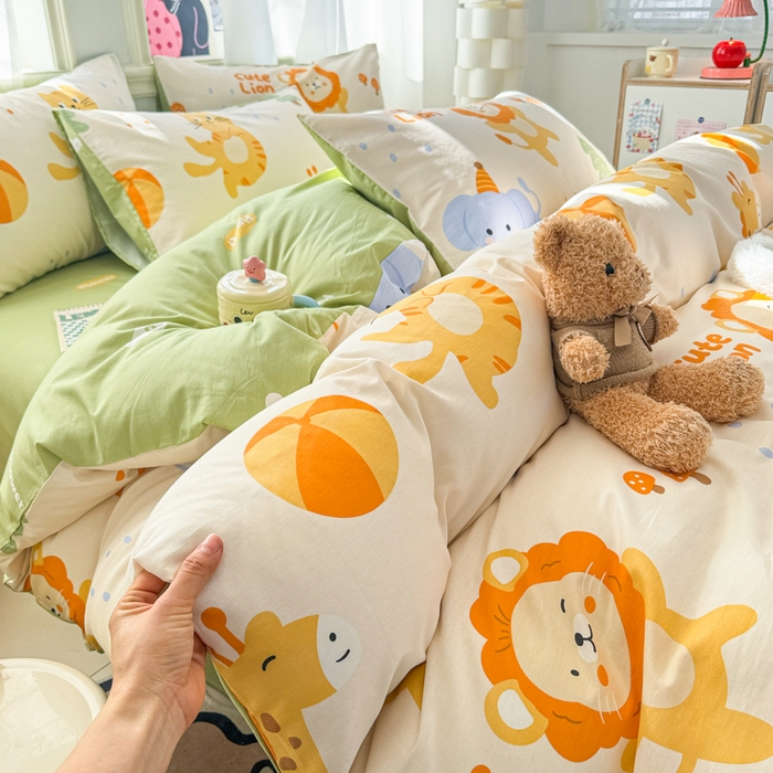 91家纺网 家纺一手货源 找家纺 简宜家居（朝初家纺） 2025新款40支13070纯棉四件套 顽皮动物