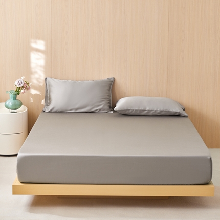 简纯主义 2025新款60s纯色天丝单品床笠系列 蟹壳灰