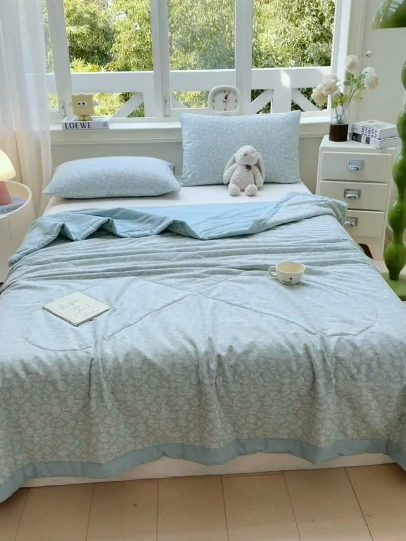 91家纺网 家纺一手货源 找家纺 憨豆家纺 2025新款双面全棉夏被可机洗小清新纯棉夏被薄被芯空调被子夏凉被 轻盈如羽