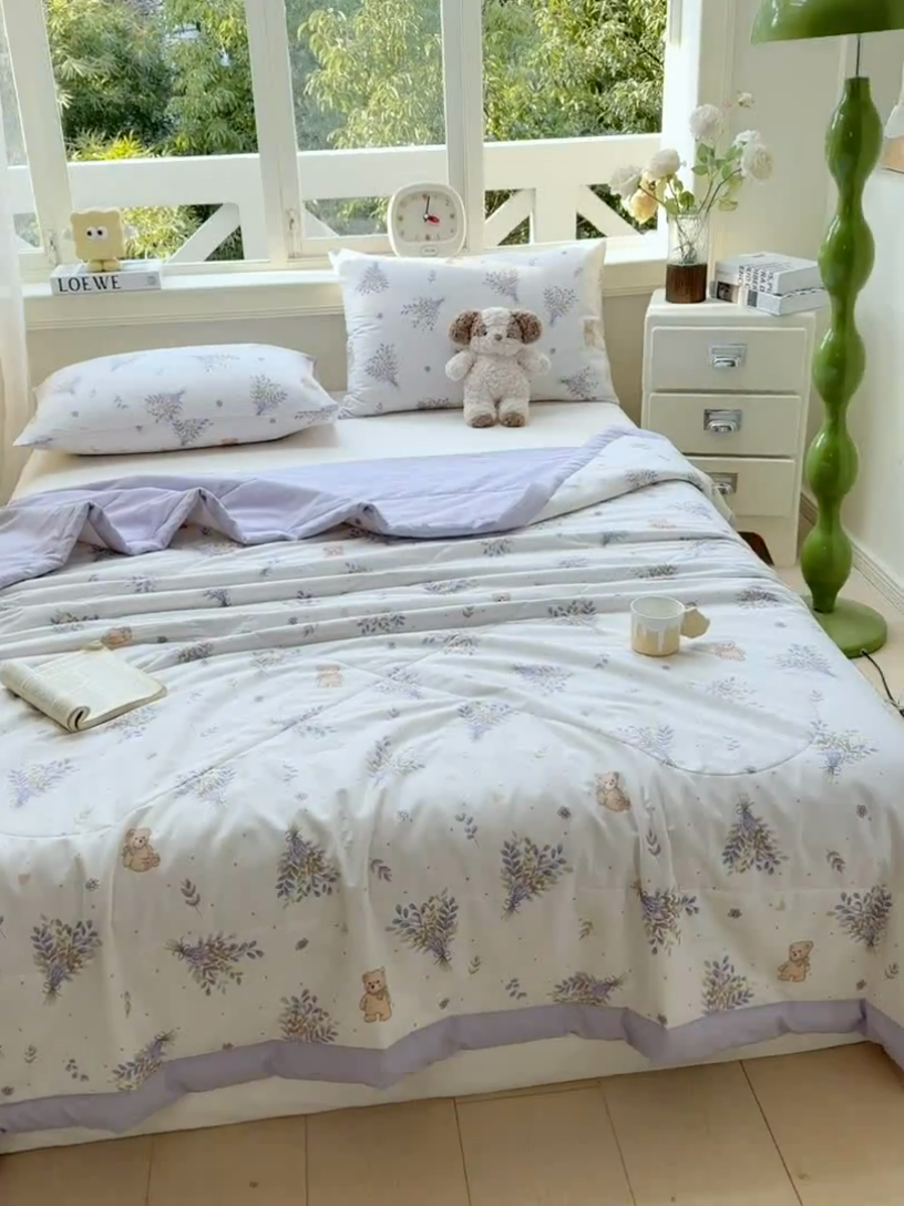 91家纺网 家纺一手货源 找家纺 憨豆家纺 2025新款双面全棉夏被可机洗小清新纯棉夏被薄被芯空调被子夏凉被 罗曼蒂克