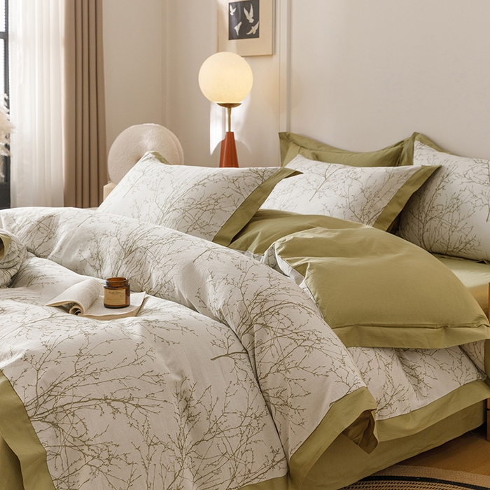 91家纺网 家纺一手货源 找家纺 （总）简宜家居（朝初家纺） 2025新款全棉宽边三层纱提花四件套