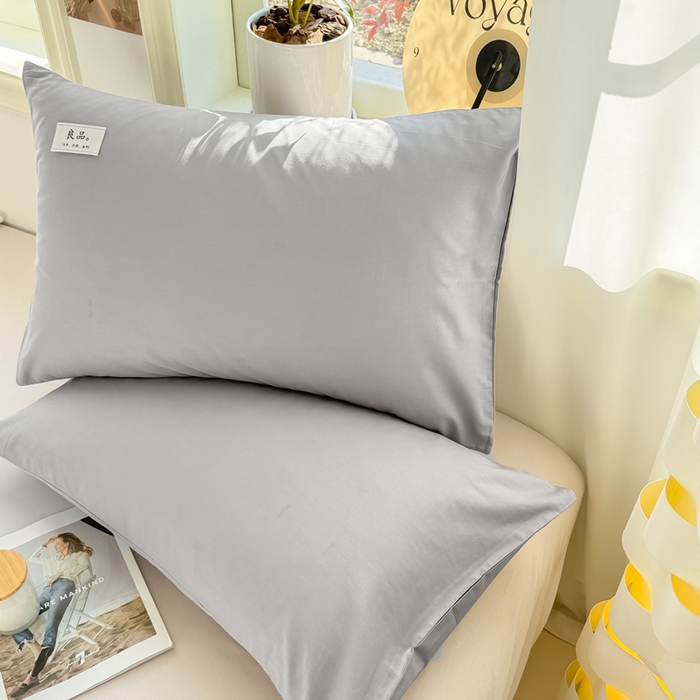 91家纺网 家纺一手货源 找家纺 眠博士 2025新款全棉40支纯色单枕套 40支枕套-银灰
