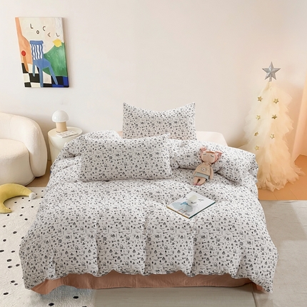 棉小二 2025新款双层纱印花系列四件套 迷你小屋