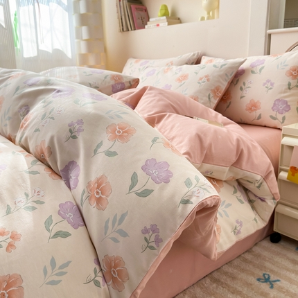 91家纺网 家纺一手货源 找家纺 （总）清雅福 2025新款13070全棉小清新四件套