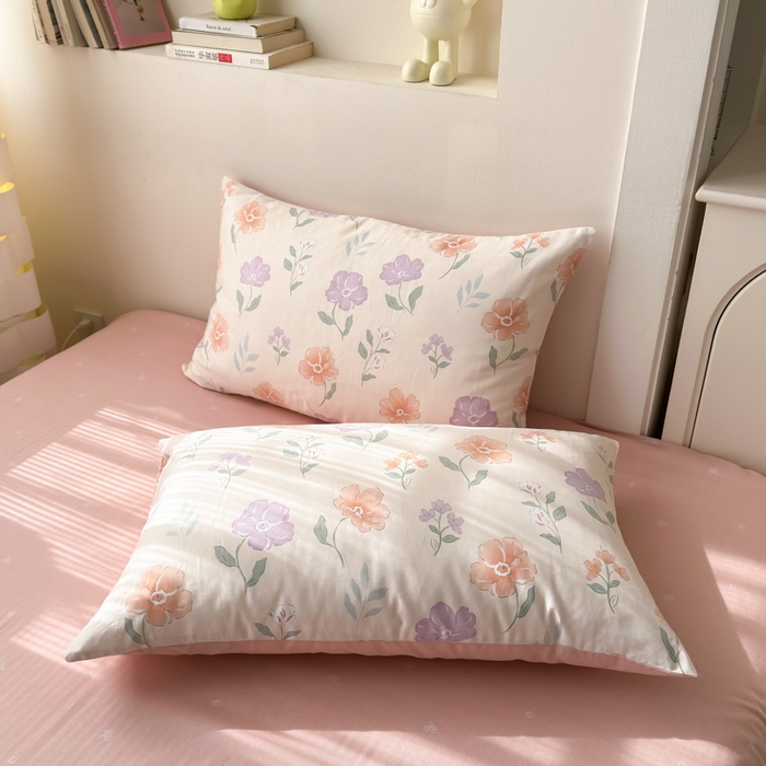 91家纺网 家纺一手货源 找家纺 清雅福 2025新款13070全棉小清新单枕套 薄荷冬季·玉