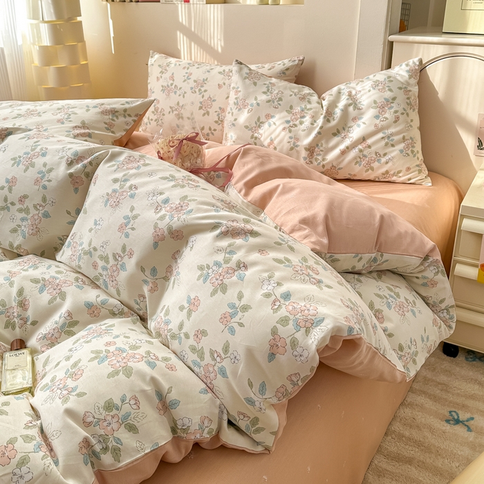 91家纺网 家纺一手货源 找家纺 清雅福 2025新款13070全棉小清新四件套 扶摇