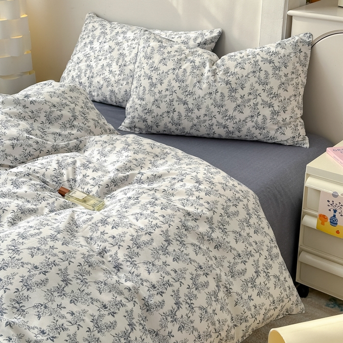 91家纺网 家纺一手货源 找家纺 清雅福 2025新款13070全棉小清新四件套 小墨兰