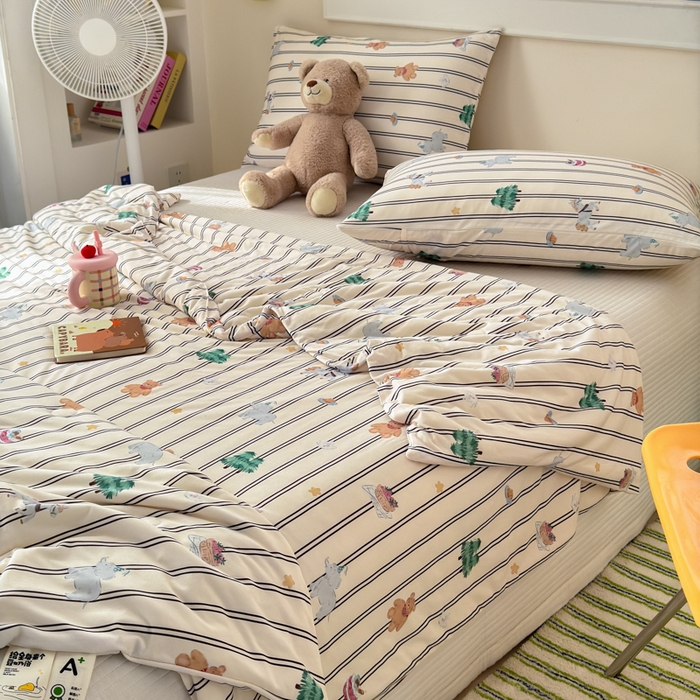 91家纺网 家纺一手货源 找家纺 木堇家居 25年春夏卡通小清新针织棉10%大豆夏被（长期款） 圣诞狂欢节