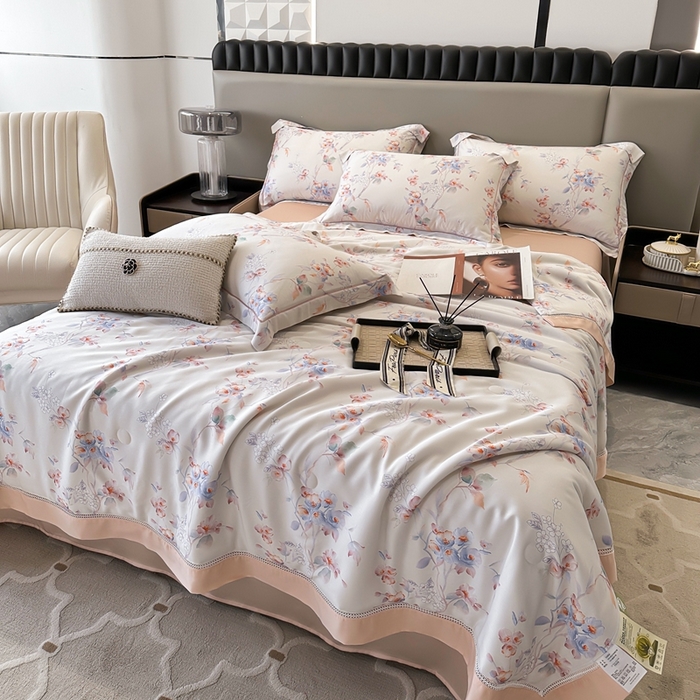 91家纺网 家纺一手货源 找家纺 娇逸家居 2025新款40s天丝莫代尔镂空款夏凉被 芬妮-米