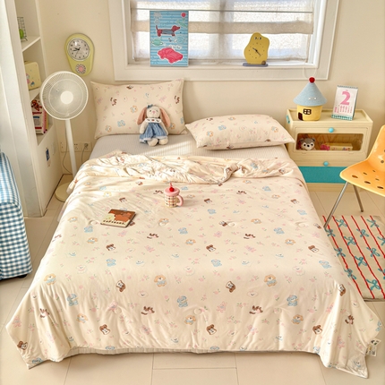 91家纺网 家纺一手货源 找家纺 （总）木堇家居 25年春夏卡通小清新针织棉10%大豆夏被（长期款）