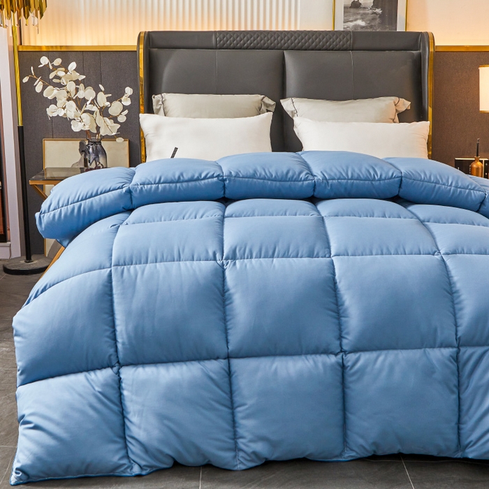 91家纺网 家纺一手货源 找家纺 招财星2店仓储 2025新款秋冬直播带货被子斜纹防羽布冬被春秋被被羽丝棉被 宾利蓝