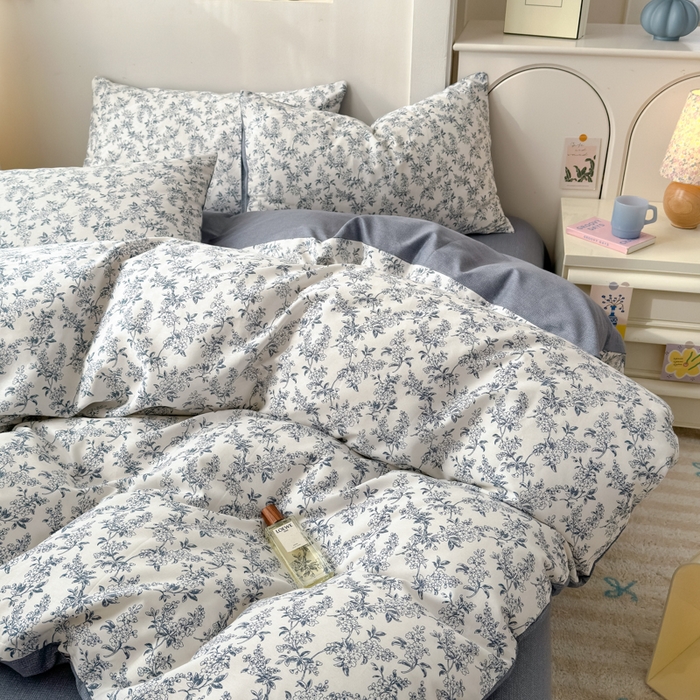 91家纺网 家纺一手货源 找家纺 清雅福 2025新款13070全棉小清新四件套 小墨兰