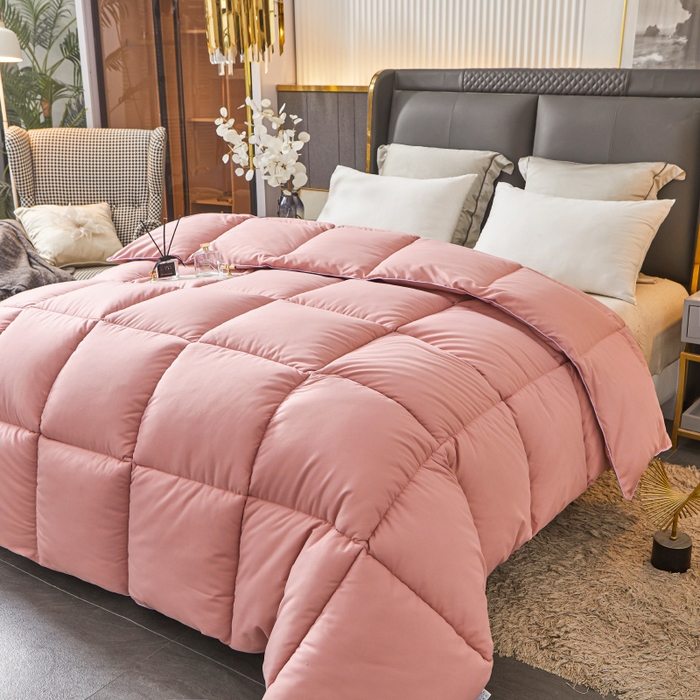 91家纺网 家纺一手货源 找家纺 招财星2店仓储 2025新款秋冬直播带货被子斜纹防羽布冬被春秋被被羽丝棉被 豆沙色