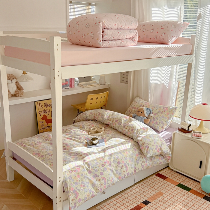 91家纺网 家纺一手货源 找家纺 韩巢家纺 2025新款超柔水洗棉学生宿舍寝室被套床单三件套 兔漫画报