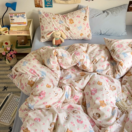 水墨江南 2025新款超柔水洗棉系列四件套 动物乐园