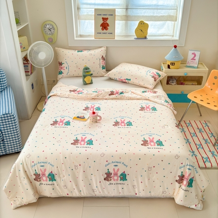 木堇家居 25年春夏卡通小清新针织棉10%大豆夏被（长期款） 小伙伴