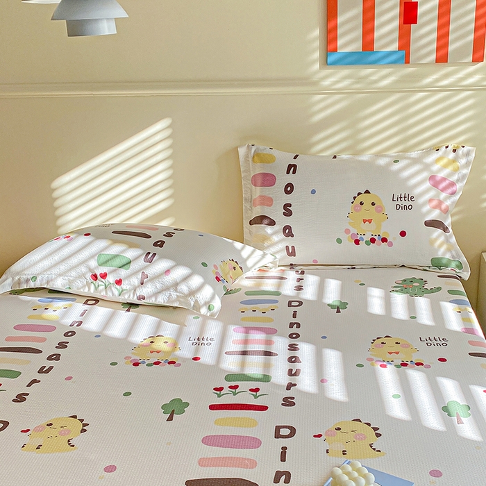 91家纺网 家纺一手货源 找家纺 恬澳家纺 2025新款泡泡棉印花枕套 恐龙宝贝