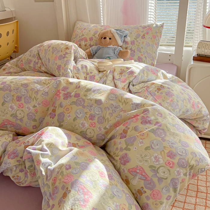 91家纺网 家纺一手货源 找家纺 韩巢家纺 2025新款超柔水洗棉学生宿舍寝室被套床单三件套 兔漫画报