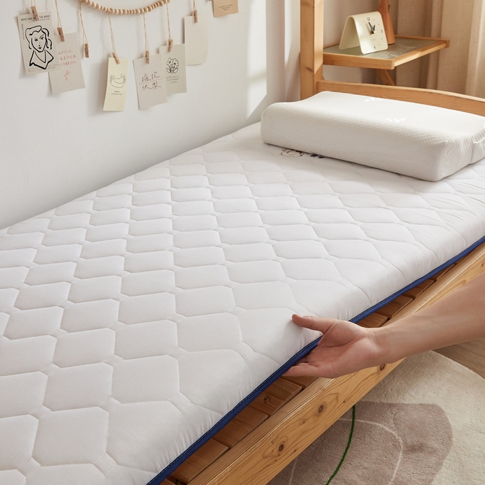 91家纺网 家纺一手货源 找家纺 招财狼家纺 2025新款水洗磨毛学生棉花海绵床垫-学生单边款 纯色棉花-极光白-厚度8cm