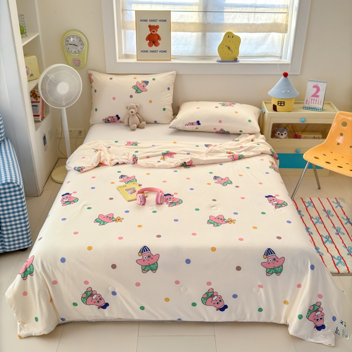 91家纺网 家纺一手货源 找家纺 木堇家居 25年春夏卡通小清新针织棉10%大豆夏被（长期款） 五彩海星