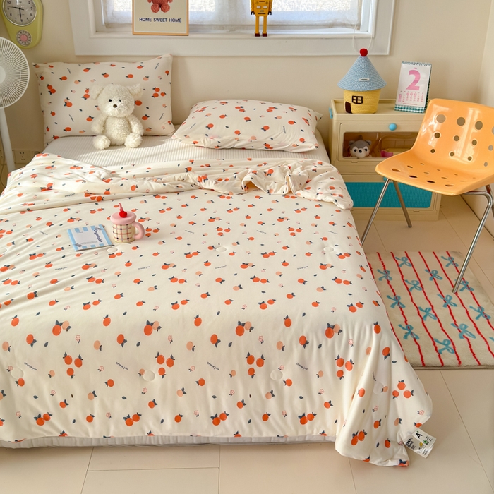 91家纺网 家纺一手货源 找家纺 木堇家居 25年春夏卡通小清新针织棉10%大豆夏被（长期款） 小桔子