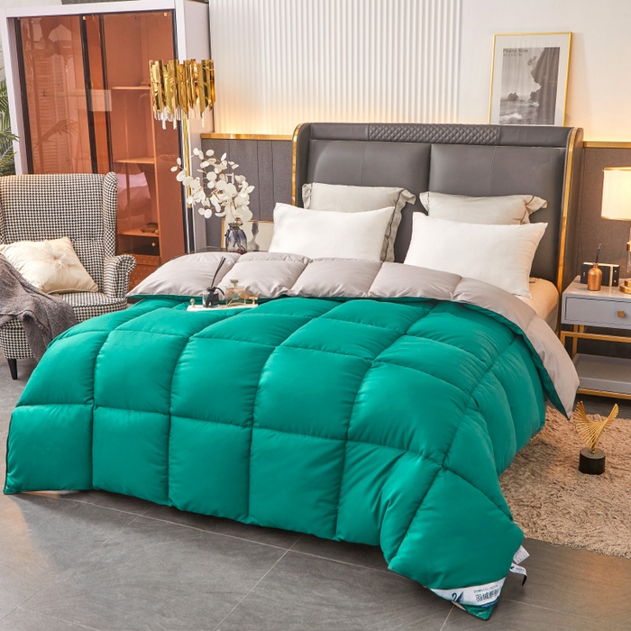 91家纺网 家纺一手货源 找家纺 招财星2店仓储 2025新款被子斜纹防羽布冬被春秋被被羽丝棉被 墨绿灰