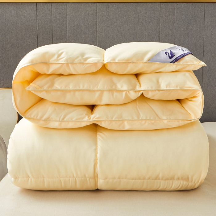 91家纺网 家纺一手货源 找家纺 招财星2店仓储 2025新款秋冬直播带货被子斜纹防羽布冬被春秋被被羽丝棉被 米黄色