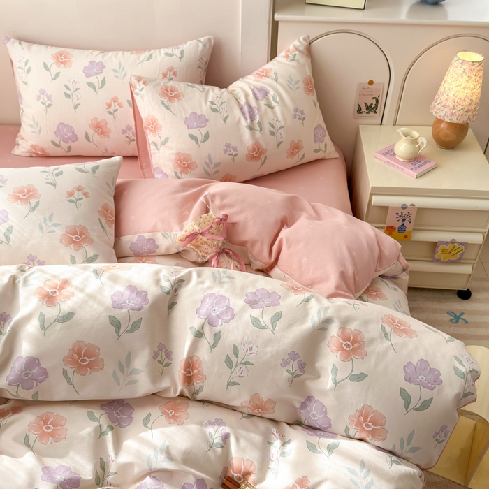 91家纺网 家纺一手货源 找家纺 清雅福 2025新款13070全棉小清新四件套 薄荷冬季·玉