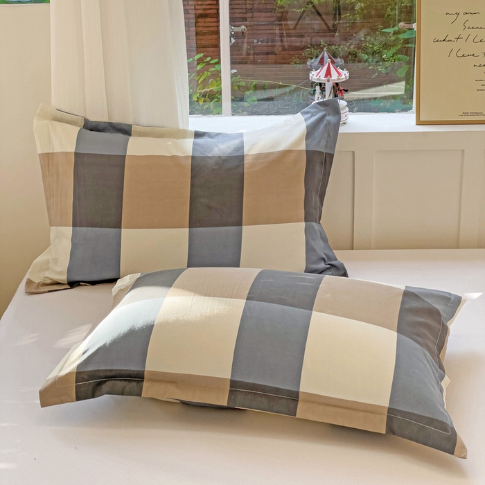 91家纺网 家纺一手货源 找家纺 恬澳家纺 2025新款水洗棉森系枕套 森系-英伦格