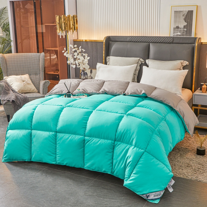 91家纺网 家纺一手货源 找家纺 招财星2店仓储 2025新款被子斜纹防羽布冬被春秋被被羽丝棉被 北岛绿灰