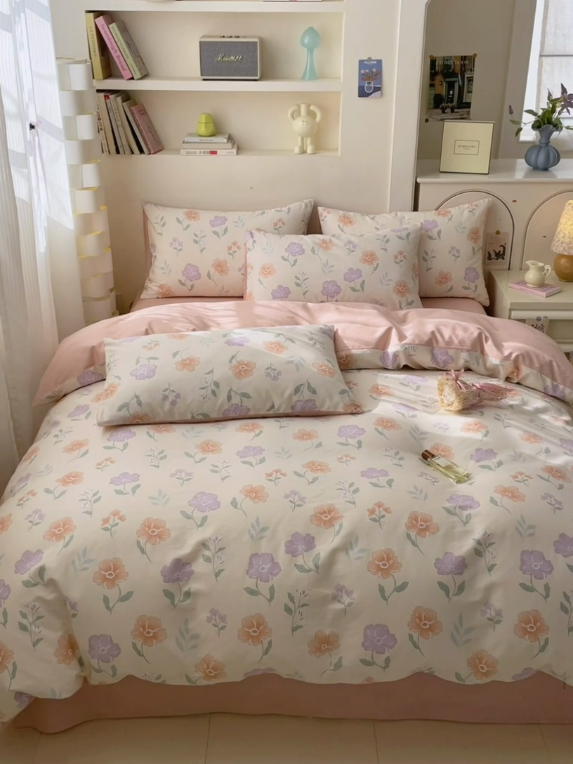 91家纺网 家纺一手货源 找家纺 清雅福 2025新款13070全棉小清新四件套 薄荷冬季·玉