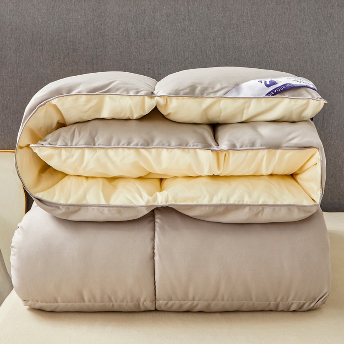 91家纺网 家纺一手货源 找家纺 招财星2店仓储 2025新款被子斜纹防羽布冬被春秋被被羽丝棉被 银灰米