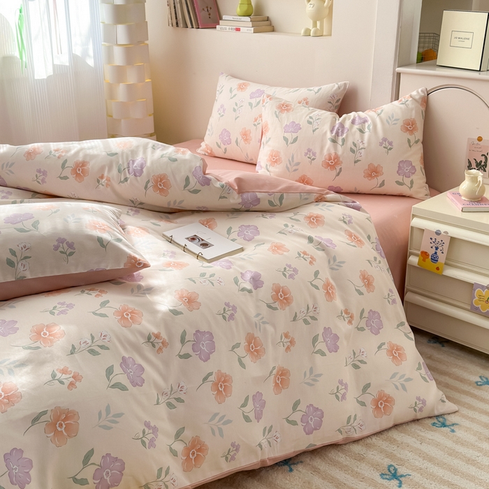 91家纺网 家纺一手货源 找家纺 清雅福 2025新款13070全棉小清新四件套 薄荷冬季·玉