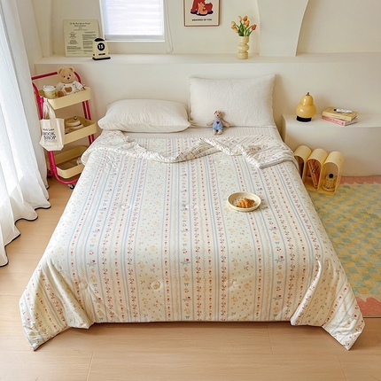 91家纺网 家纺一手货源 找家纺 木堇家居 25年春夏卡通小清新针织棉10%大豆夏被（长期款） 樱桃草莓兔-专版