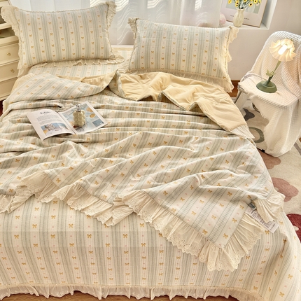 91家纺网 家纺一手货源 找家纺 尊妙被业 2025春夏新款全棉纯棉印花法式花边夏被夏凉被空调被夏被 蝴蝶梦