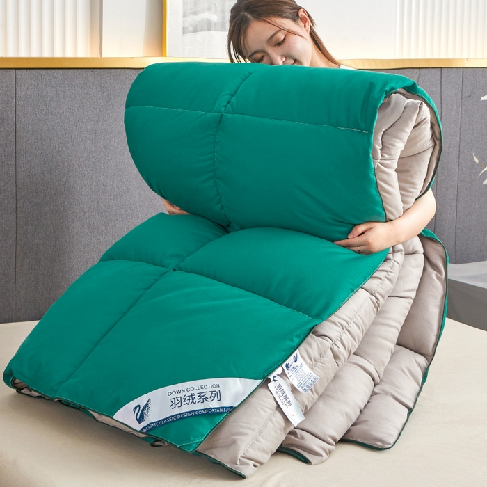 91家纺网 家纺一手货源 找家纺 招财星2店仓储 2025新款被子斜纹防羽布冬被春秋被被羽丝棉被 墨绿灰