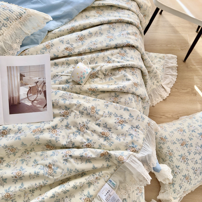 91家纺网 家纺一手货源 找家纺 尊妙被业 2025春夏新款全棉纯棉印花法式花边夏被夏凉被空调被夏被 花缇-米