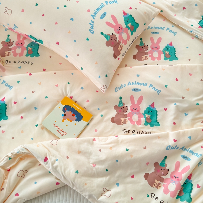 91家纺网 家纺一手货源 找家纺 木堇家居 25年春夏卡通小清新针织棉10%大豆夏被（长期款） 小伙伴