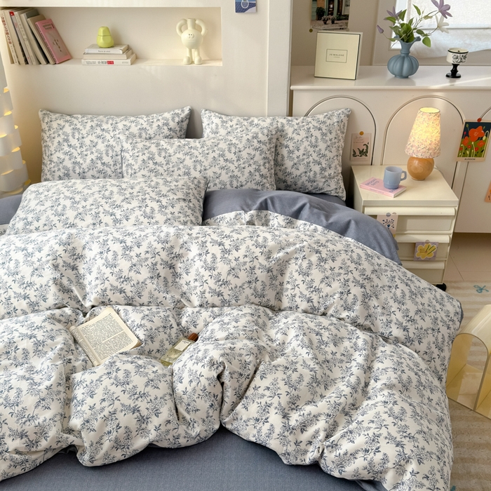 91家纺网 家纺一手货源 找家纺 清雅福 2025新款13070全棉小清新四件套 小墨兰