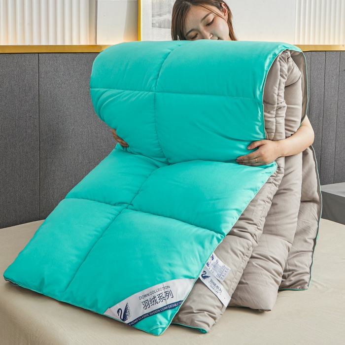 91家纺网 家纺一手货源 找家纺 招财星2店仓储 2025新款被子斜纹防羽布冬被春秋被被羽丝棉被 北岛绿灰