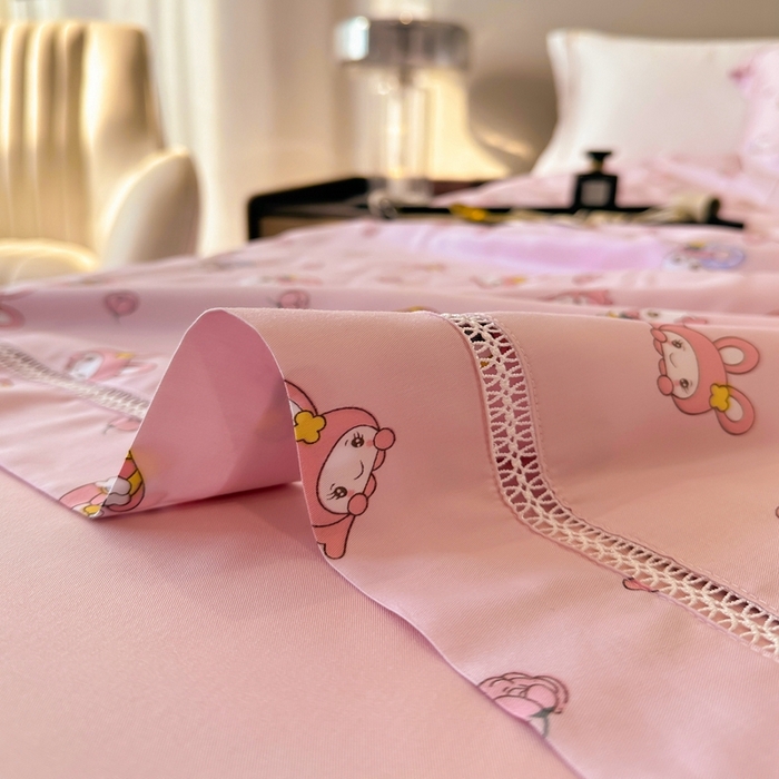 91家纺网 家纺一手货源 找家纺 娇逸家居 2025新款40s天丝莫代尔镂空款夏凉被 朵西 粉