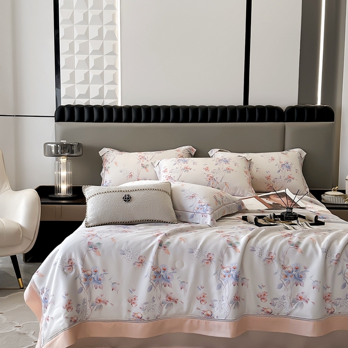 91家纺网 家纺一手货源 找家纺 娇逸家居 2025新款40s天丝莫代尔镂空款夏凉被 芬妮-米