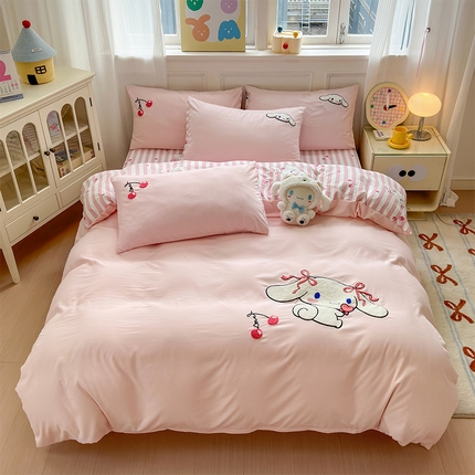 91家纺网 家纺一手货源 找家纺 （总）贝扬思家纺 2025新款水洗棉三丽鸥happy系列四件套