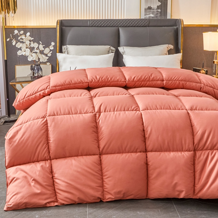 91家纺网 家纺一手货源 找家纺 招财星2店仓储 2025新款秋冬直播带货被子斜纹防羽布冬被春秋被被羽丝棉被 橘灰色