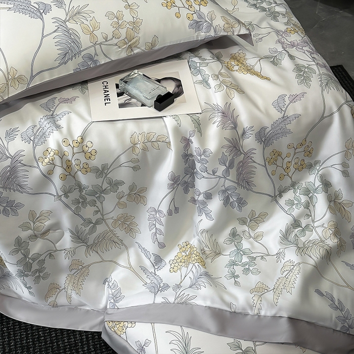 91家纺网 家纺一手货源 找家纺 迷尚家居 2025新款夏被100%莱赛尔数码印花夏被四件套50支天丝夏被 析漫枝