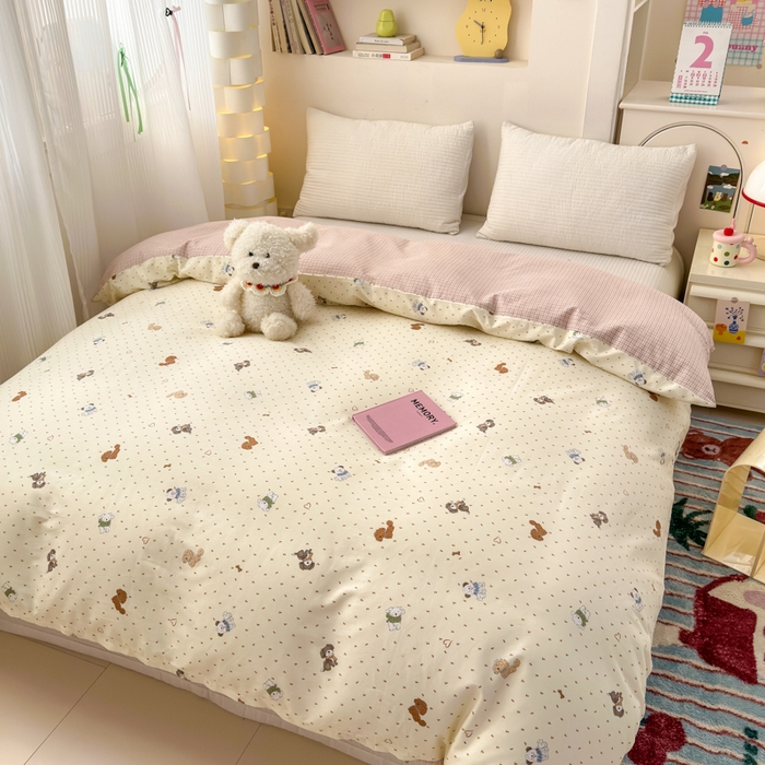 91家纺网 家纺一手货源 找家纺 清雅福 2025新款13070全棉小清新单被套 汪达轮