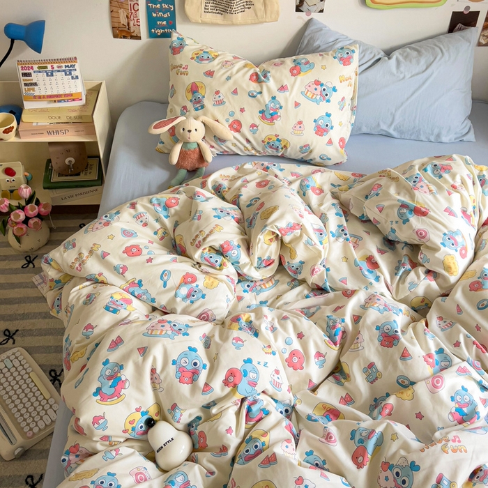 91家纺网 家纺一手货源 找家纺 水墨江南 2025新款超柔水洗棉系列四件套 多宝鱼