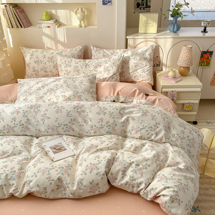 91家纺网 家纺一手货源 找家纺 清雅福 2025新款13070全棉小清新四件套 扶摇