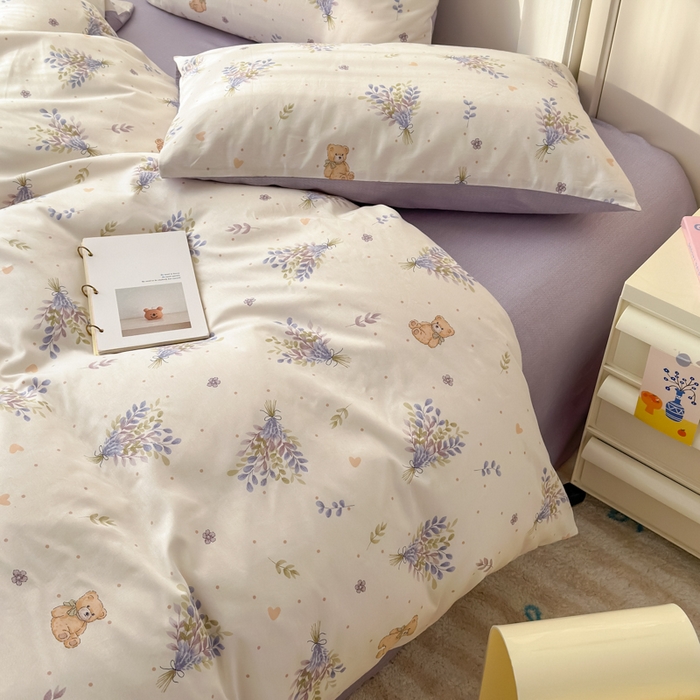 91家纺网 家纺一手货源 找家纺 清雅福 2025新款13070全棉小清新单枕套 松松熊