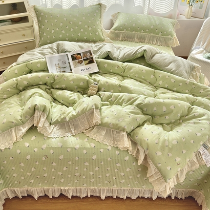 91家纺网 家纺一手货源 找家纺 （总）尊妙被业 2025春夏新款全棉纯棉印花法式花边春秋被可机洗